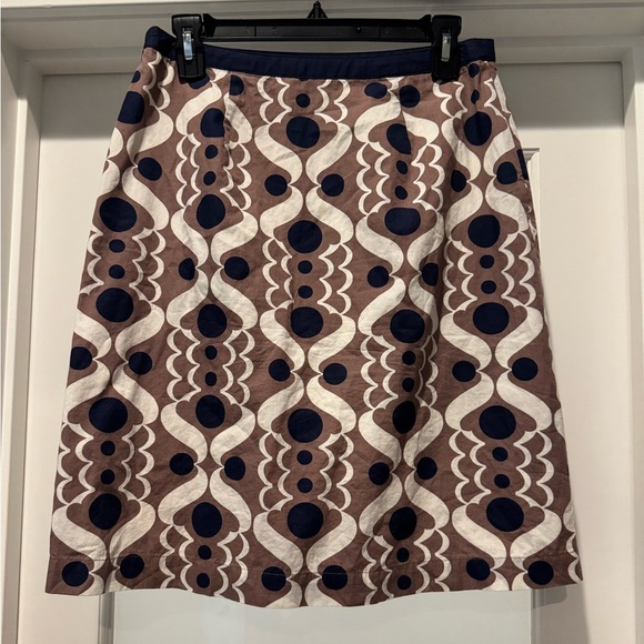 Boden Geometric Patterned Skirt Size 6R Cotton Mini European Heritage Classic - Picture 6 of 13